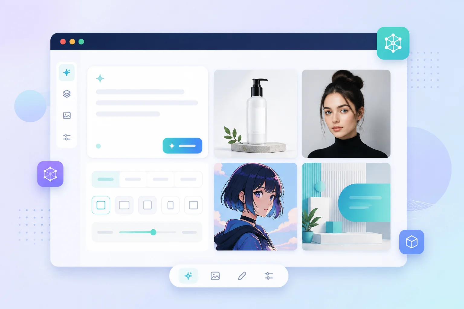 Imagens.App AI 图像生成工作台界面示意图